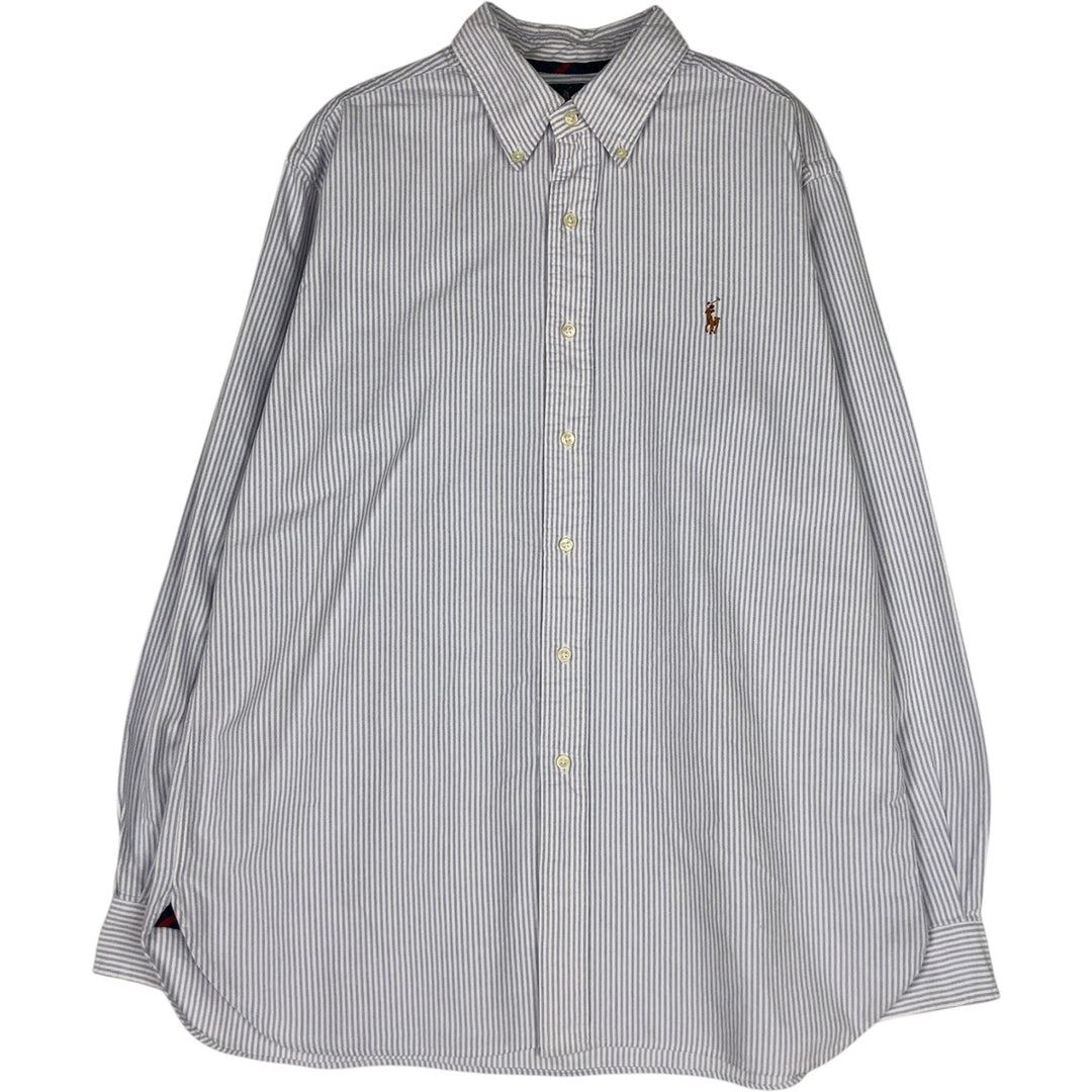 Ralph Lauren Classic Fit Long Sleeve Button Down Striped Shirt Men's Size L cotton navy blue type Vintage Second Hand