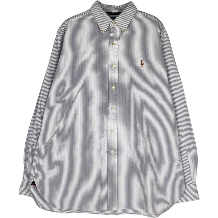 Ralph Lauren Classic Fit Long Sleeve Button Down Striped Shirt Men's Size L cotton navy blue type Vintage Second Hand