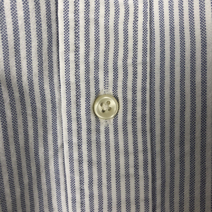 Ralph Lauren Classic Fit Long Sleeve Button Down Striped Shirt Men's Size L cotton navy blue type Vintage Second Hand