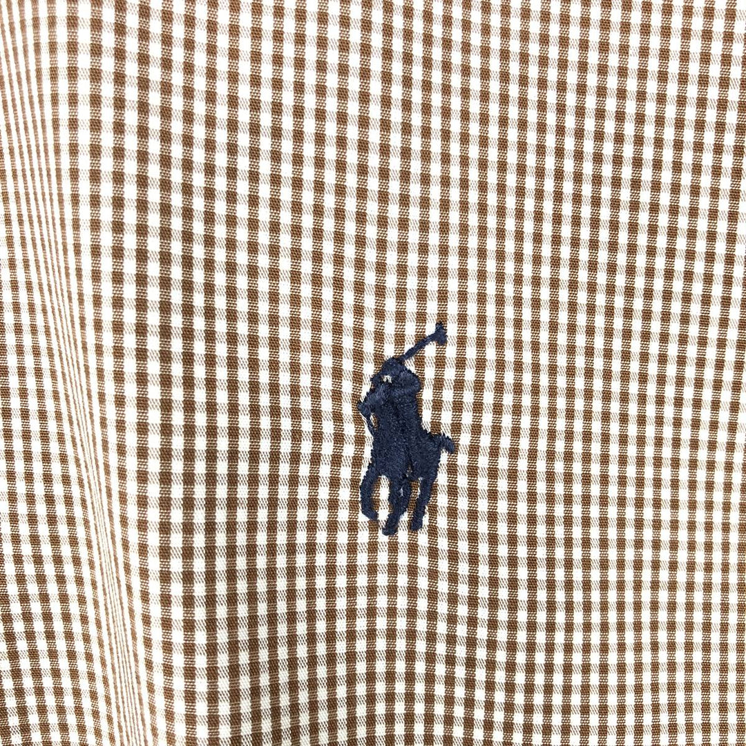 Ralph Lauren YARMOUTH Gingham Check Long Sleeve Button-Down Check Shirt Men's XL cotton beige type brown Vintage Second Hand