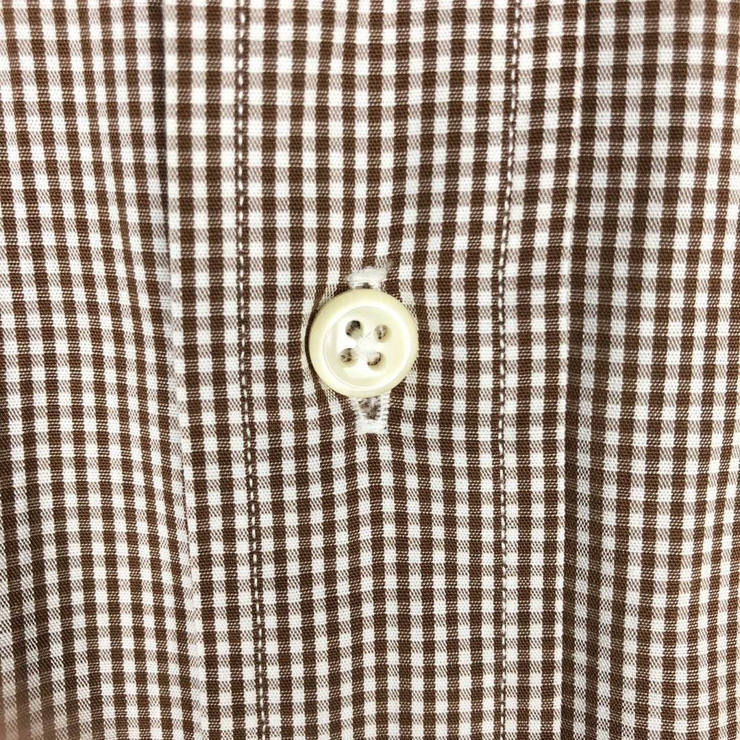 Ralph Lauren YARMOUTH Gingham Check Long Sleeve Button-Down Check Shirt Men's XL cotton beige type brown Vintage Second Hand