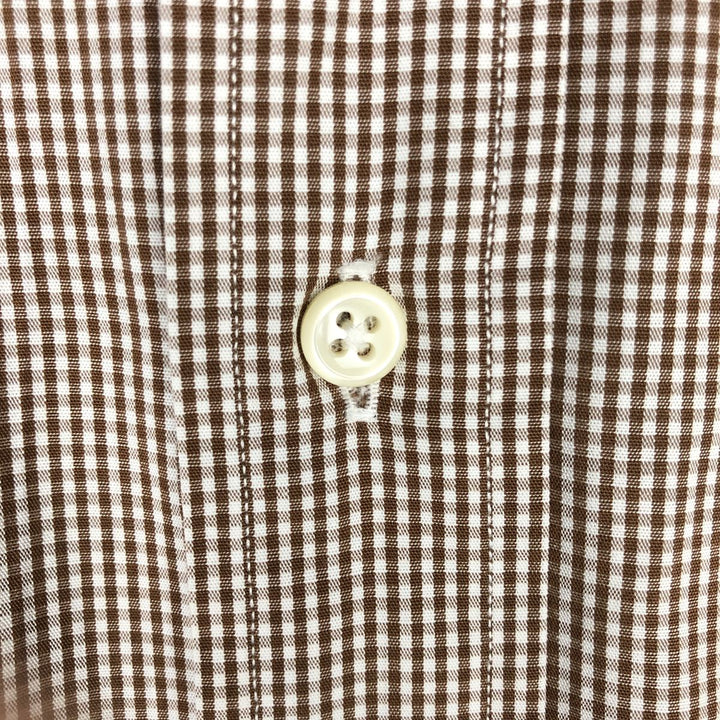 Ralph Lauren YARMOUTH Gingham Check Long Sleeve Button-Down Check Shirt Men's XL cotton beige type brown Vintage Second Hand