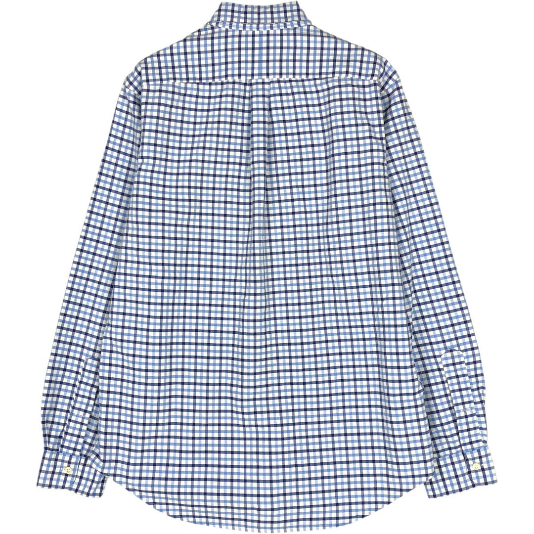 Ralph Lauren long sleeve button down check shirt, men's size M cotton blue type Vintage Second Hand