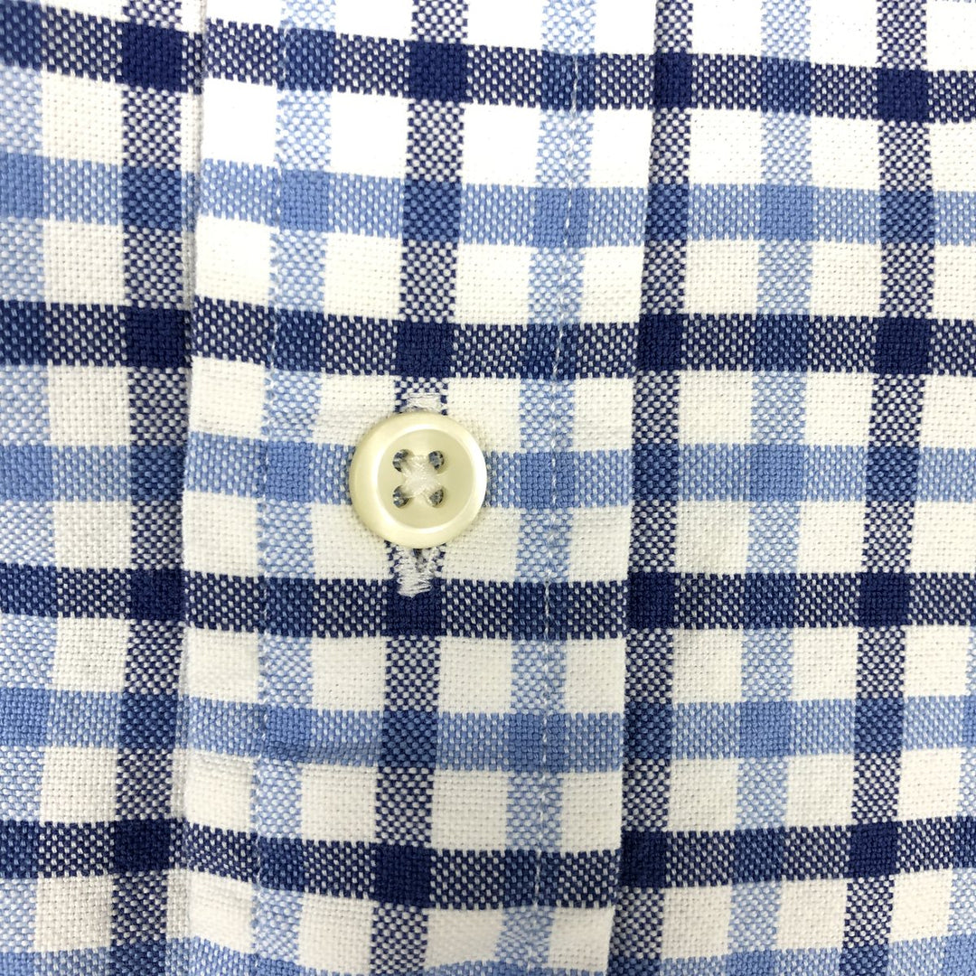 Ralph Lauren long sleeve button down check shirt, men's size M cotton blue type Vintage Second Hand