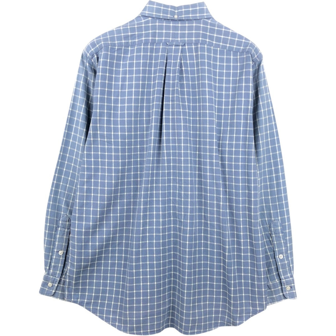1990'S Ralph Lauren SPORT Long-Sleeve Button-Down Check Shirt, Men's Size M (approx.), Vintage cotton Blue type light blue Vintage Second Hand