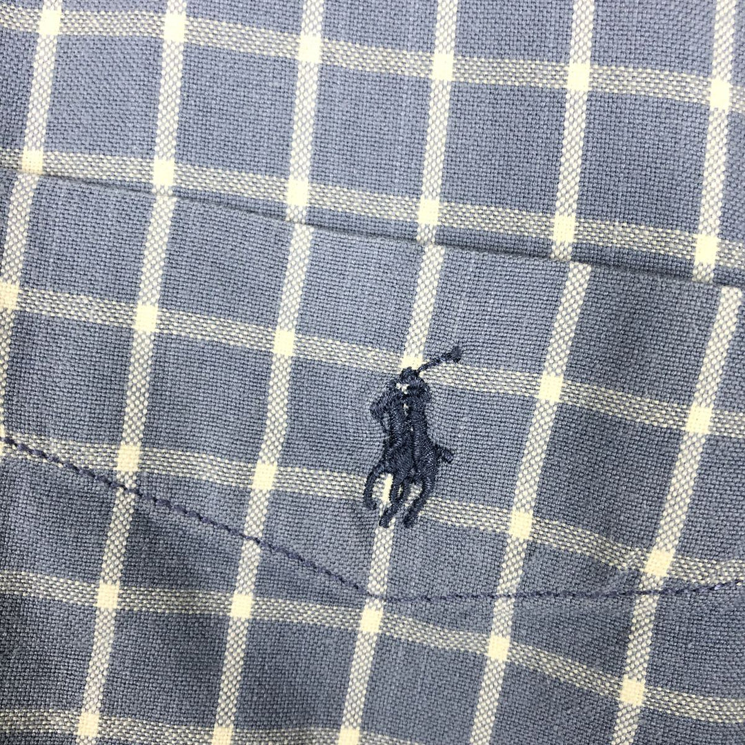 1990'S Ralph Lauren SPORT Long-Sleeve Button-Down Check Shirt, Men's Size M (approx.), Vintage cotton Blue type light blue Vintage Second Hand