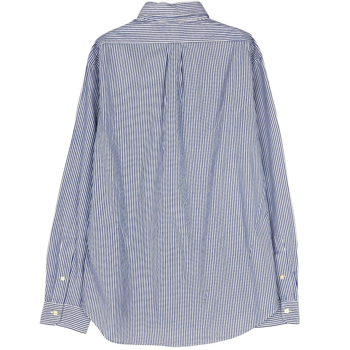 Ralph Lauren Slim Fit Long Sleeve Button-Down Striped Shirt, Men's Size L cotton navy blue type Vintage Second Hand