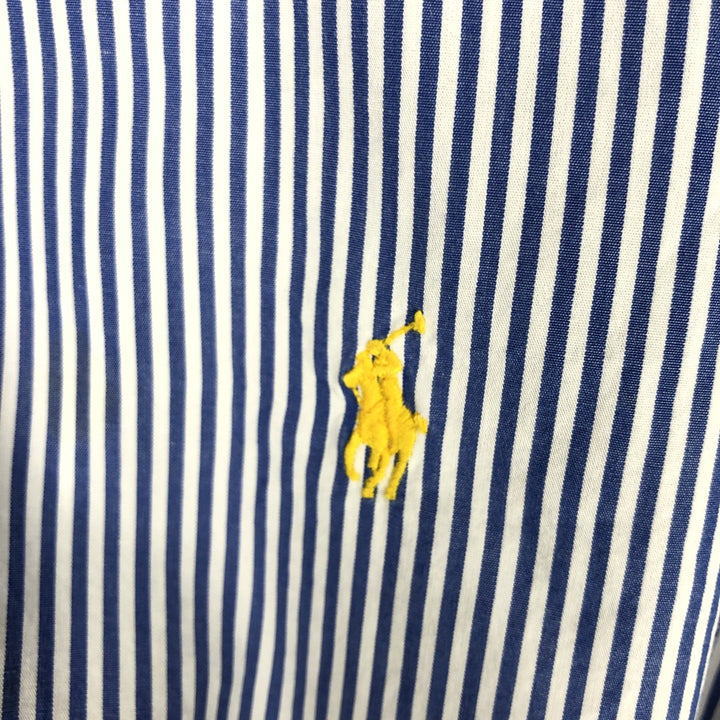 Ralph Lauren Slim Fit Long Sleeve Button-Down Striped Shirt, Men's Size L cotton navy blue type Vintage Second Hand