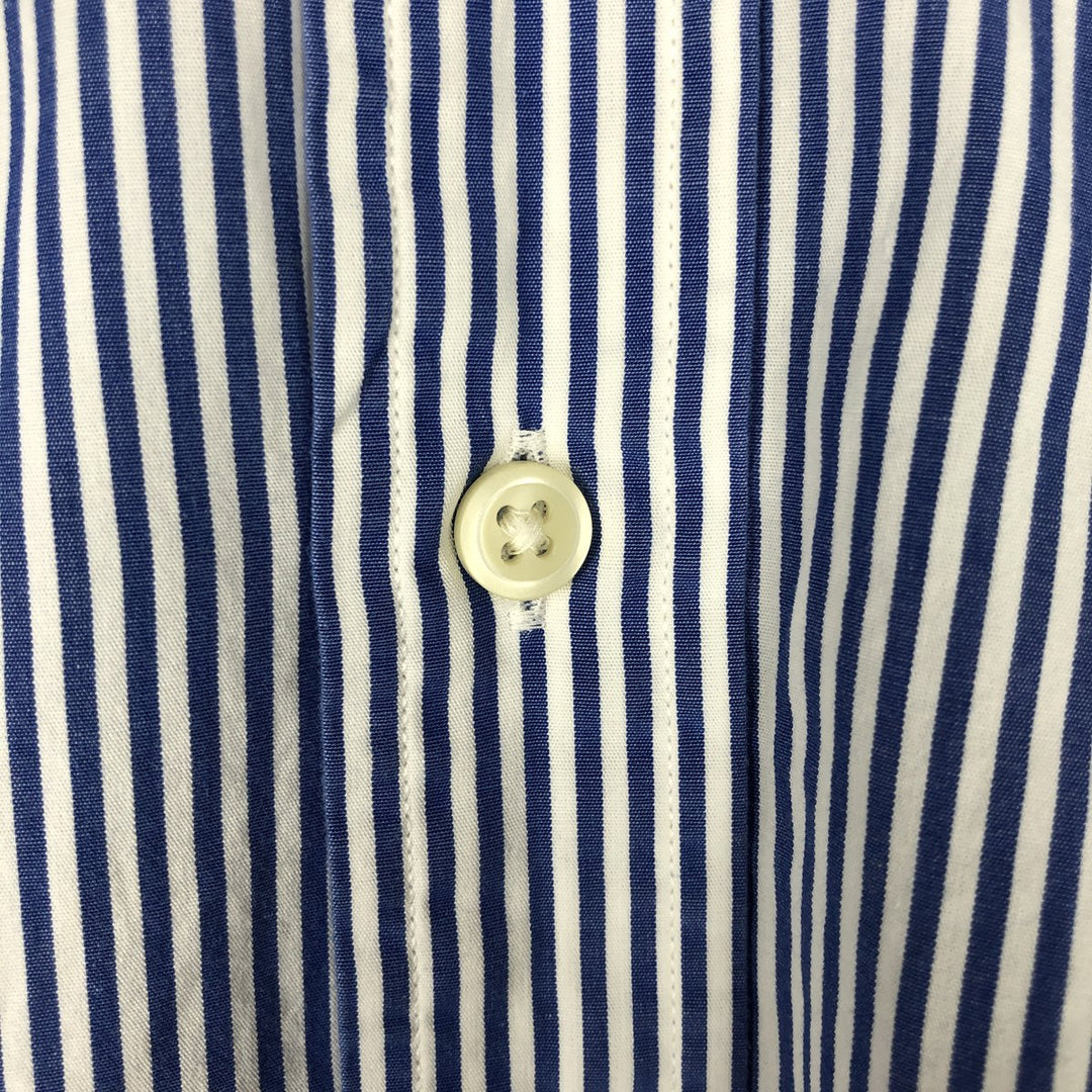 Ralph Lauren Slim Fit Long Sleeve Button-Down Striped Shirt, Men's Size L cotton navy blue type Vintage Second Hand