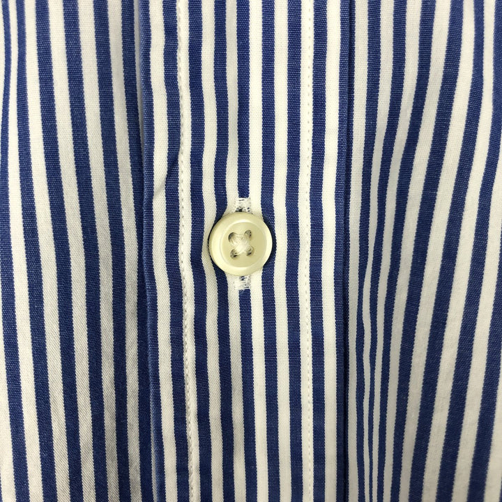 Ralph Lauren Slim Fit Long Sleeve Button-Down Striped Shirt, Men's Size L cotton navy blue type Vintage Second Hand