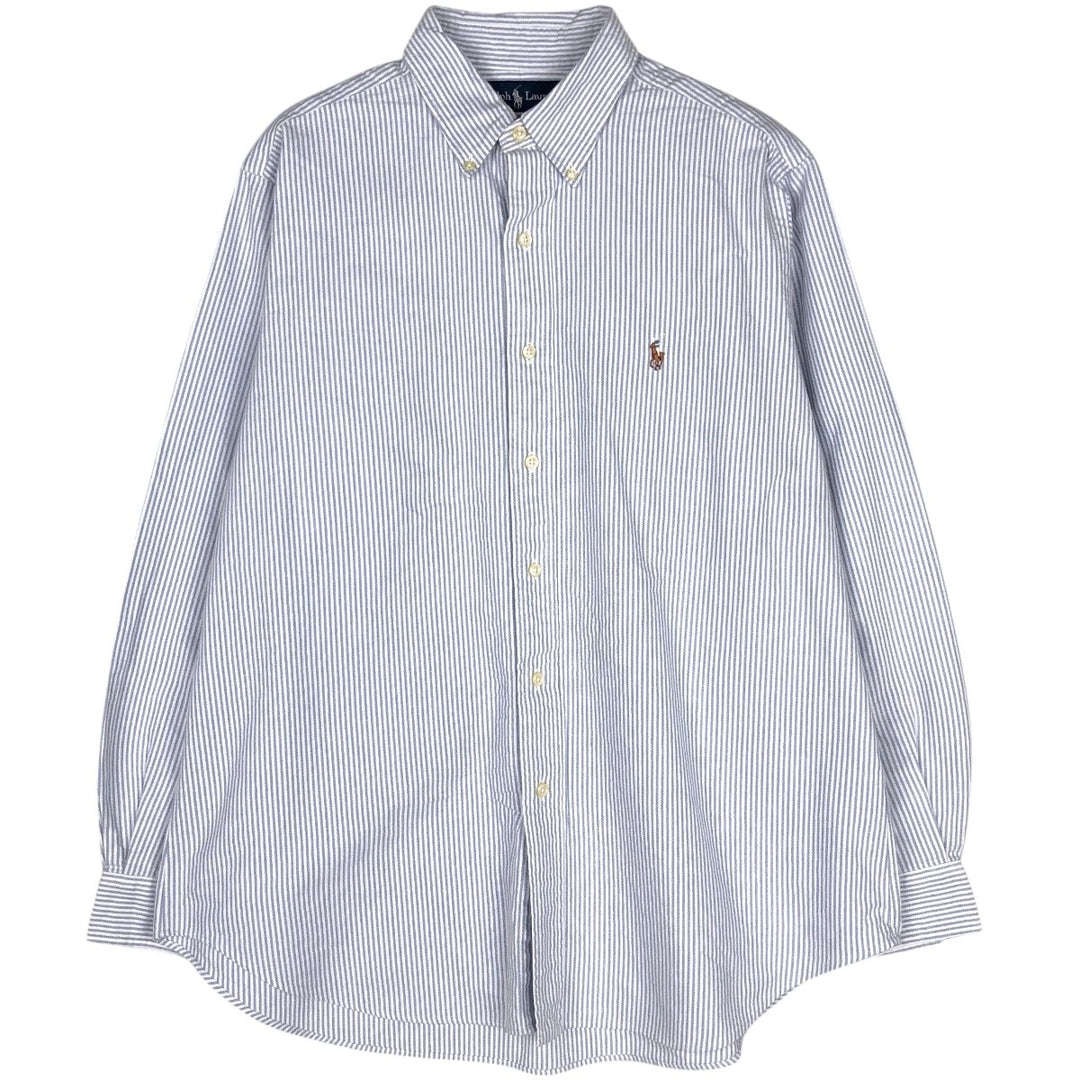 Ralph Lauren Classic Fit Long Sleeve Button Down Striped Shirt Men's Size L cotton blue type Vintage Second Hand