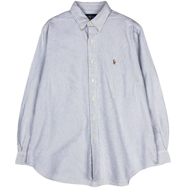 Ralph Lauren Classic Fit Long Sleeve Button Down Striped Shirt Men's Size L cotton blue type Vintage Second Hand