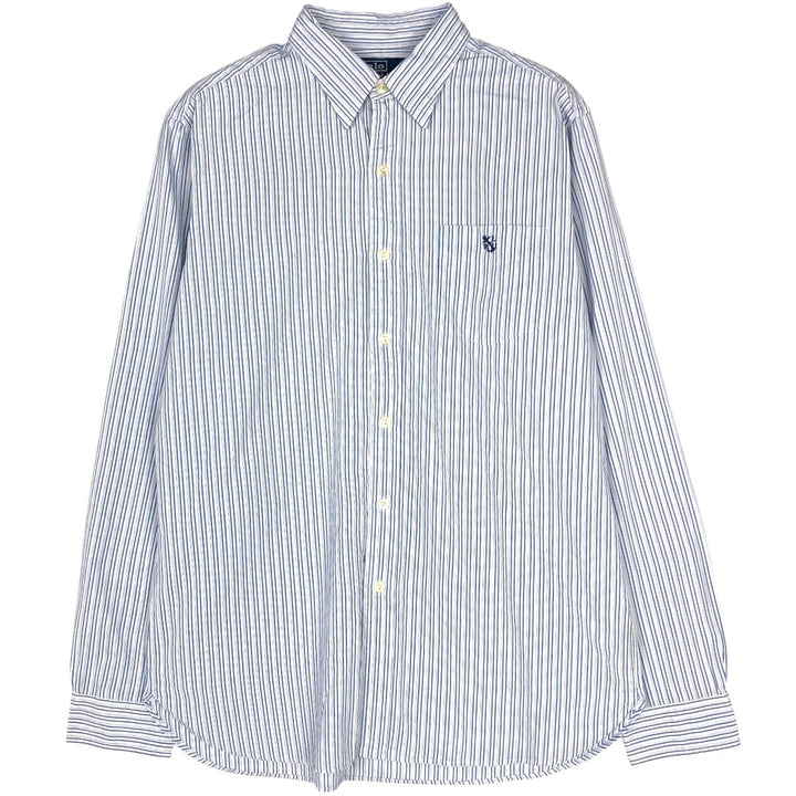 Ralph Lauren Classic Fit Multi-Stripe Long-Sleeve Cotton Stripe Shirt, Men's Size M (approx.) cotton blue type Vintage Second Hand