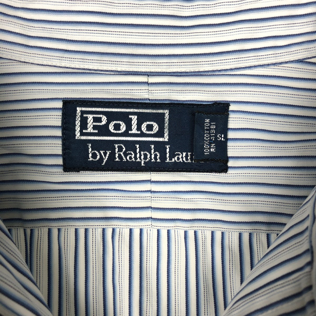 Ralph Lauren Classic Fit Multi-Stripe Long-Sleeve Cotton Stripe Shirt, Men's Size M (approx.) cotton blue type Vintage Second Hand