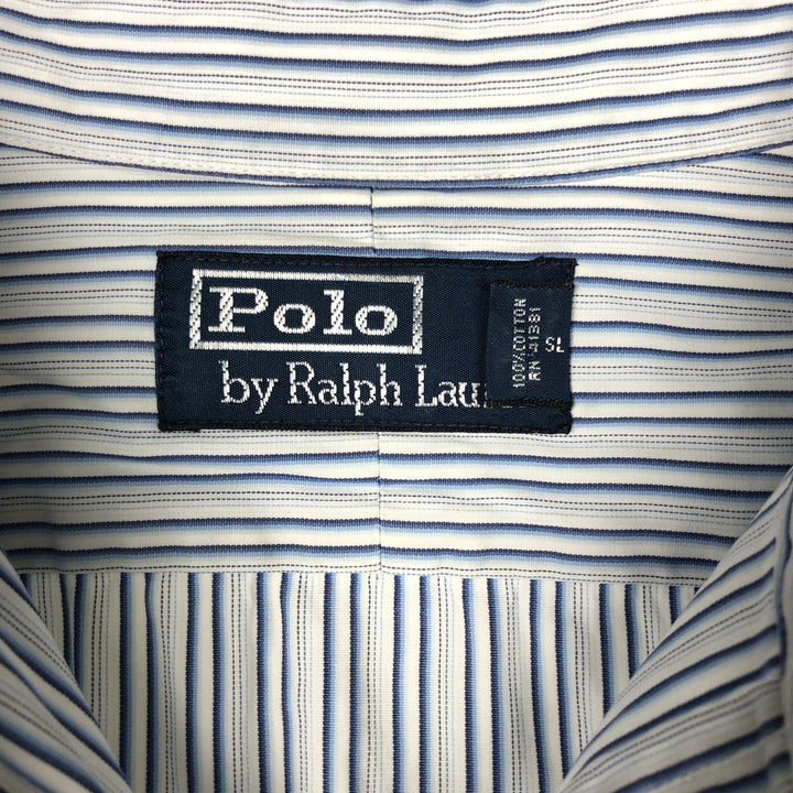 Ralph Lauren Classic Fit Multi-Stripe Long-Sleeve Cotton Stripe Shirt, Men's Size M (approx.) cotton blue type Vintage Second Hand