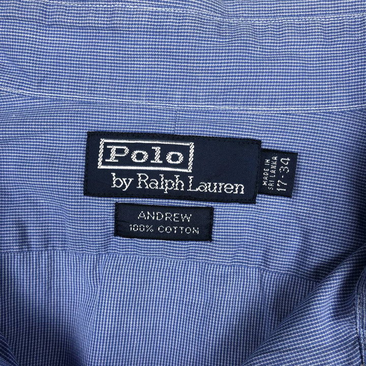 Ralph Lauren POLO by Ralph Lauren ANDREW Long Sleeve Cotton Check Shirt Men's XL cotton blue type Vintage Second Hand