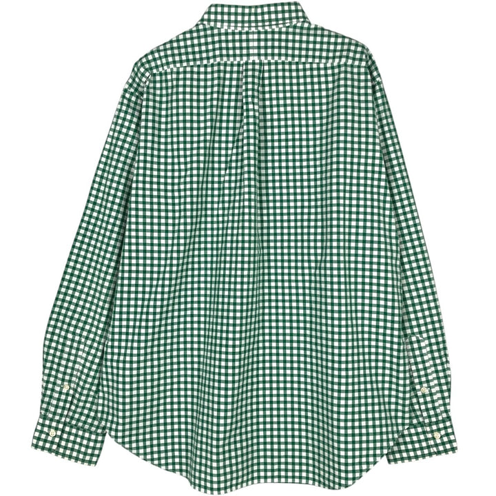 Ralph Lauren Classic Fit Gingham Check Long Sleeve Button-Down Check Shirt, Men's Size XL cotton green type Vintage Second Hand