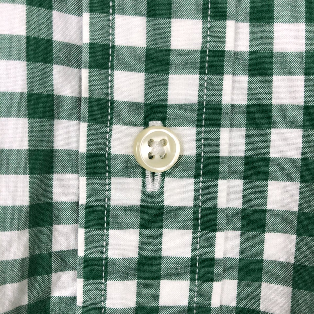 Ralph Lauren Classic Fit Gingham Check Long Sleeve Button-Down Check Shirt, Men's Size XL cotton green type Vintage Second Hand