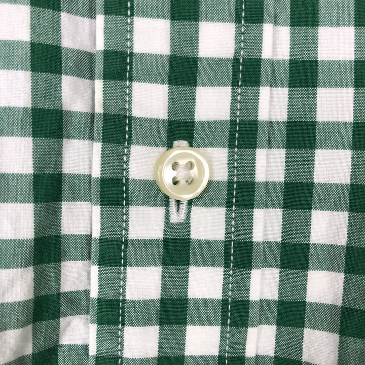 Ralph Lauren Classic Fit Gingham Check Long Sleeve Button-Down Check Shirt, Men's Size XL cotton green type Vintage Second Hand