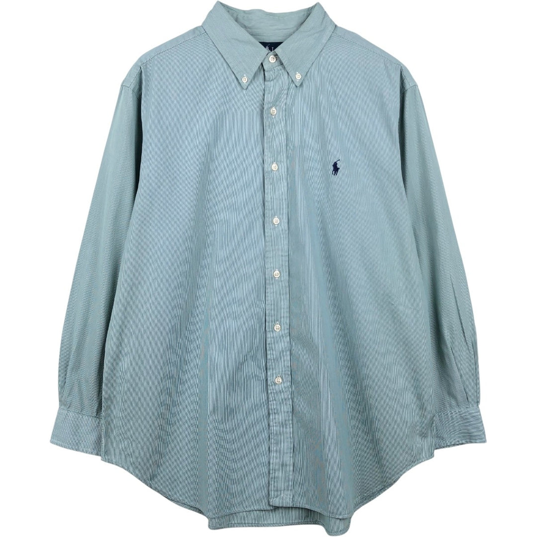 Ralph Lauren Classic Fit Long Sleeve Button Down Striped Shirt Men's XL cotton green type Vintage Second Hand