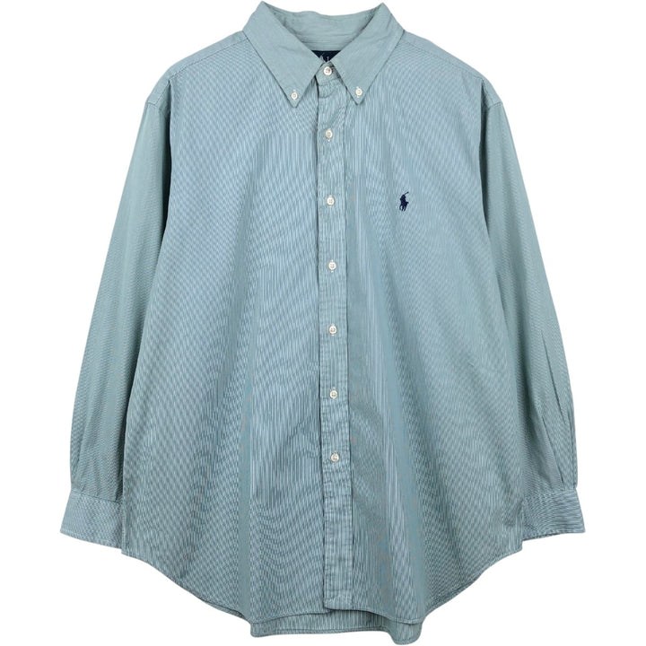 Ralph Lauren Classic Fit Long Sleeve Button Down Striped Shirt Men's XL cotton green type Vintage Second Hand