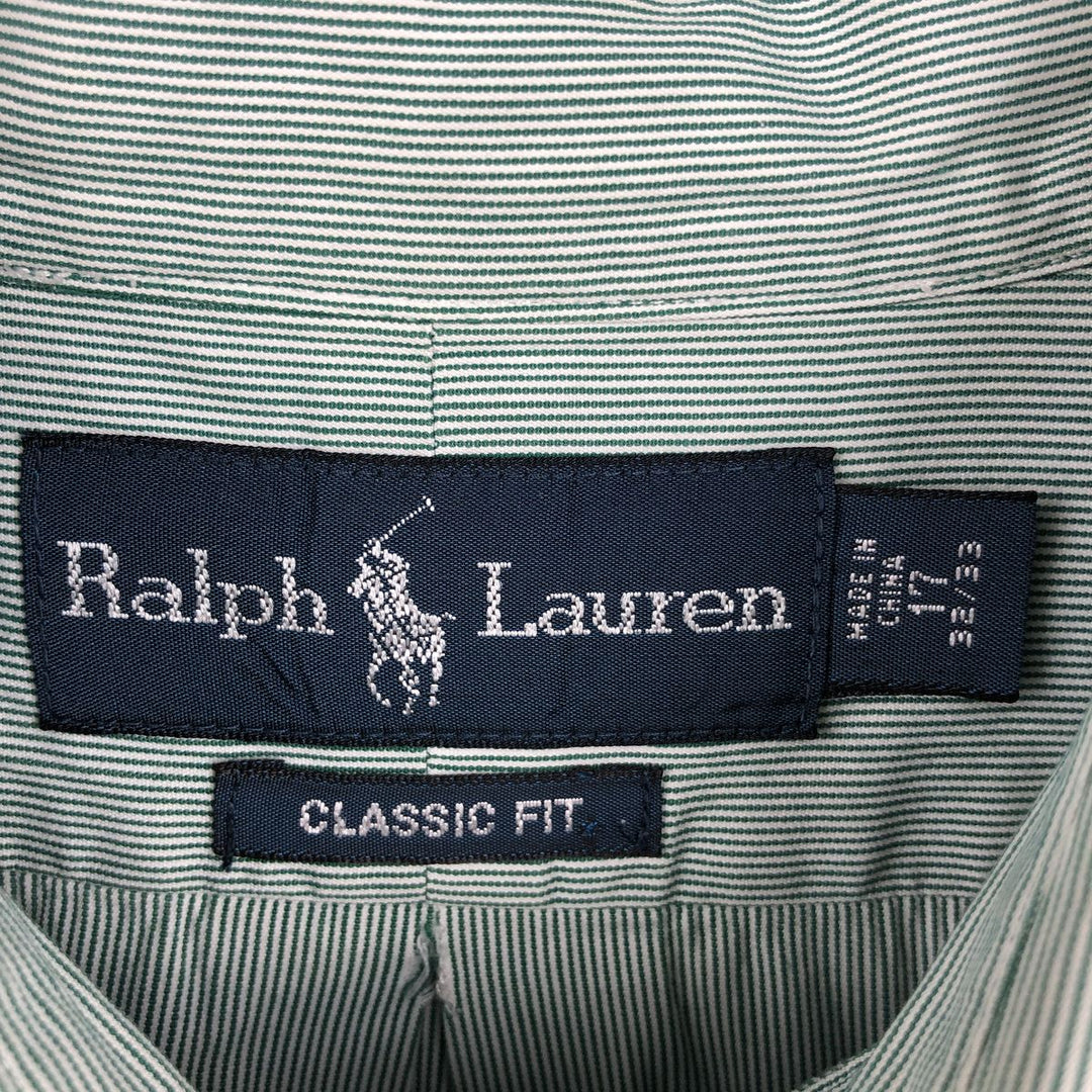 Ralph Lauren Classic Fit Long Sleeve Button Down Striped Shirt Men's XL cotton green type Vintage Second Hand
