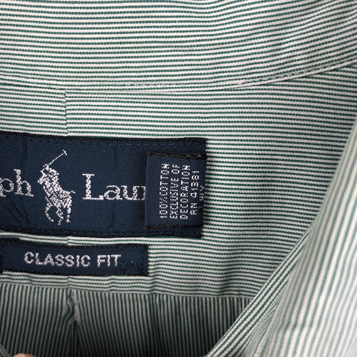 Ralph Lauren Classic Fit Long Sleeve Button Down Striped Shirt Men's XL cotton green type Vintage Second Hand