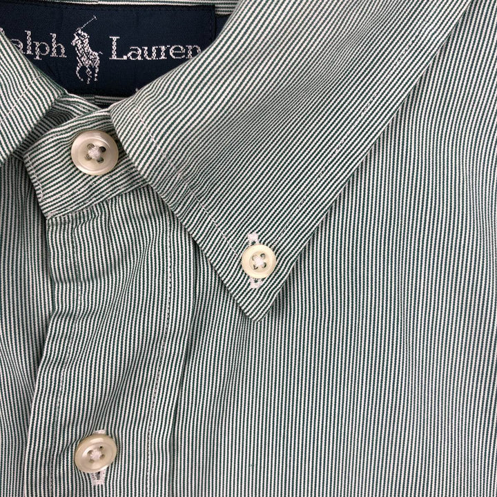 Ralph Lauren Classic Fit Long Sleeve Button Down Striped Shirt Men's XL cotton green type Vintage Second Hand