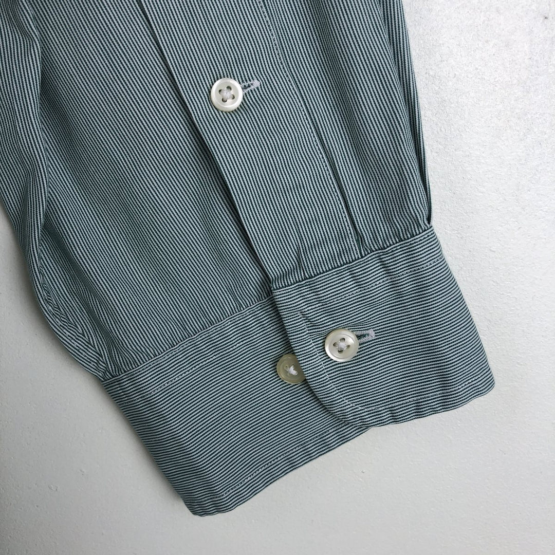 Ralph Lauren Classic Fit Long Sleeve Button Down Striped Shirt Men's XL cotton green type Vintage Second Hand