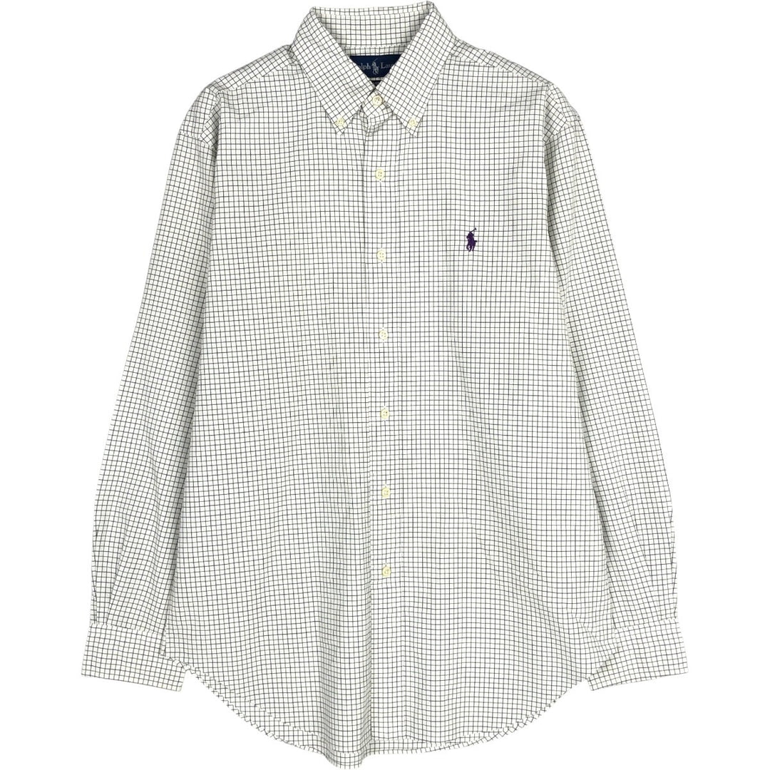 Ralph Lauren Classic Fit Long Sleeve Button Down Check Shirt Men's M cotton white type Vintage Second Hand