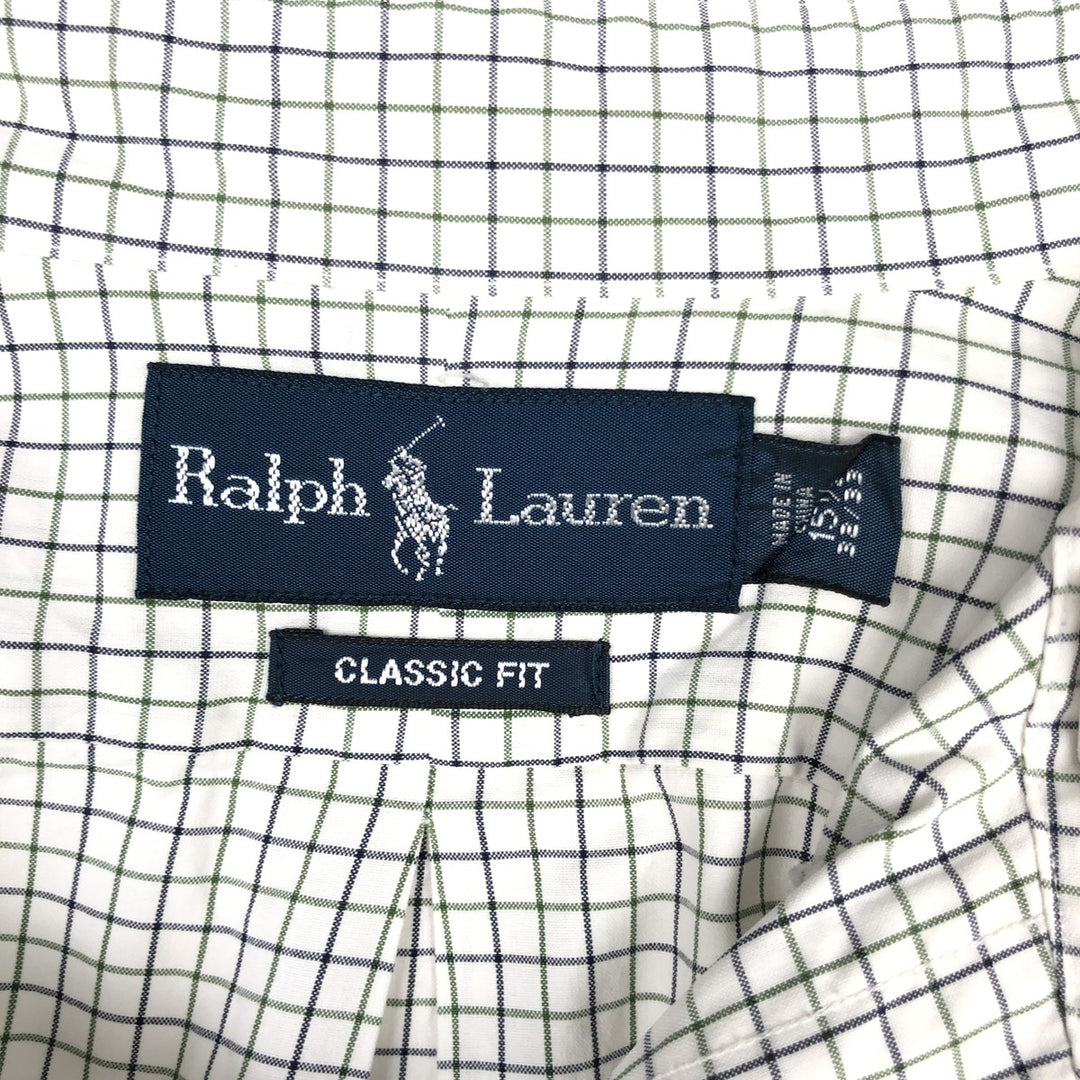 Ralph Lauren Classic Fit Long Sleeve Button Down Check Shirt Men's M cotton white type Vintage Second Hand