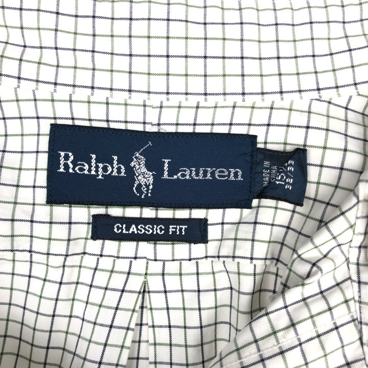 Ralph Lauren Classic Fit Long Sleeve Button Down Check Shirt Men's M cotton white type Vintage Second Hand
