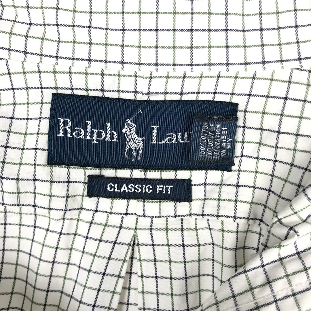 Ralph Lauren Classic Fit Long Sleeve Button Down Check Shirt Men's M cotton white type Vintage Second Hand