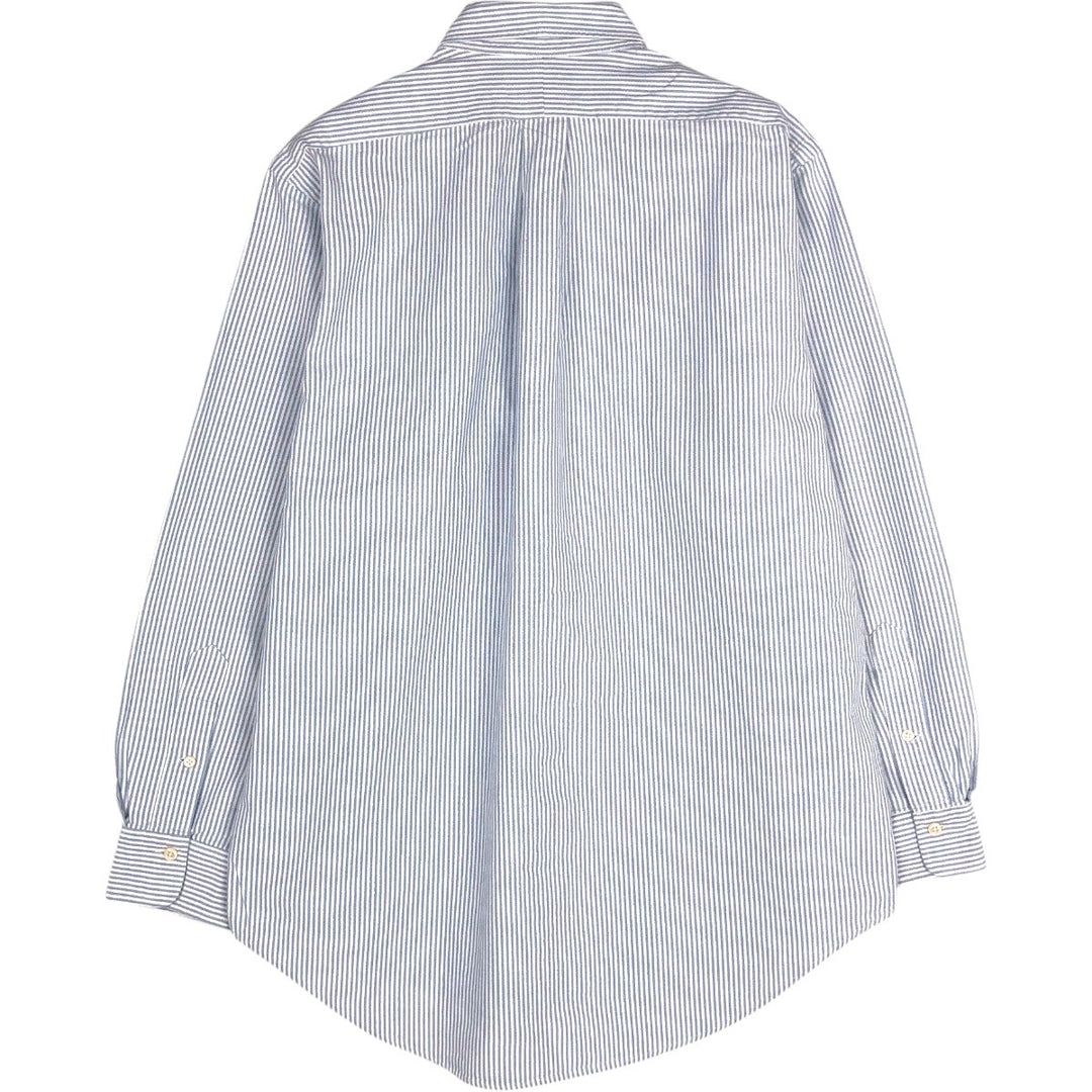 Ralph Lauren long sleeve button down striped shirt, men's size L cotton blue type Vintage Second Hand