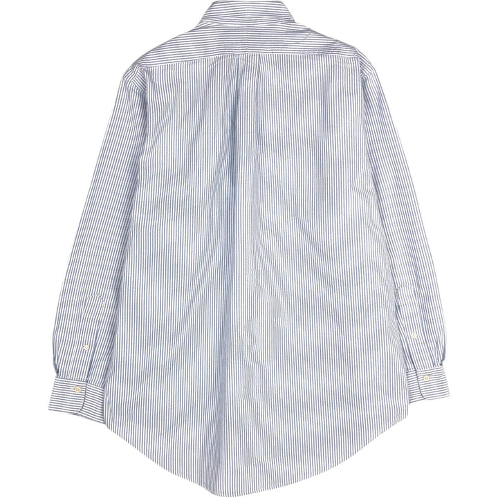 Ralph Lauren long sleeve button down striped shirt, men's size L cotton blue type Vintage Second Hand