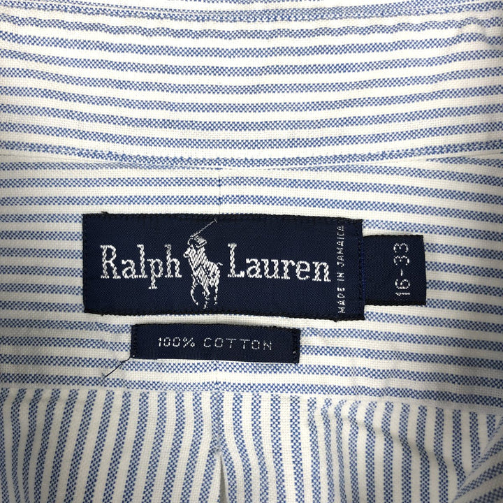 Ralph Lauren long sleeve button down striped shirt, men's size L cotton blue type Vintage Second Hand