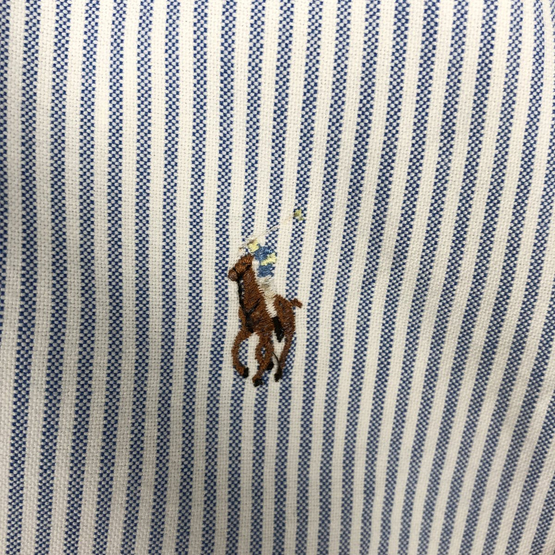Ralph Lauren long sleeve button down striped shirt, men's size L cotton blue type Vintage Second Hand