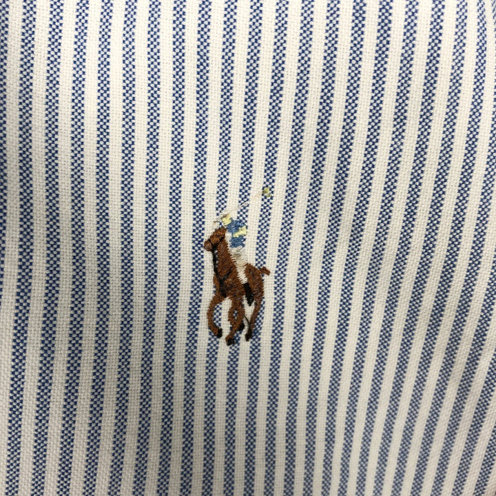 Ralph Lauren long sleeve button down striped shirt, men's size L cotton blue type Vintage Second Hand