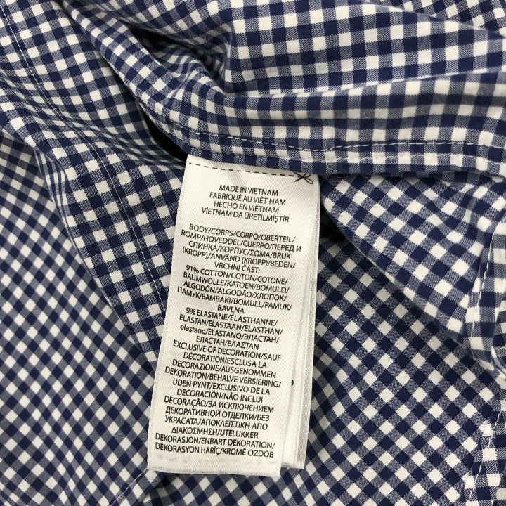 Ralph Lauren Classic Fit Gingham Check Long Sleeve Button-Down Check Shirt, Men's Size L cotton navy blue type Vintage Second Hand