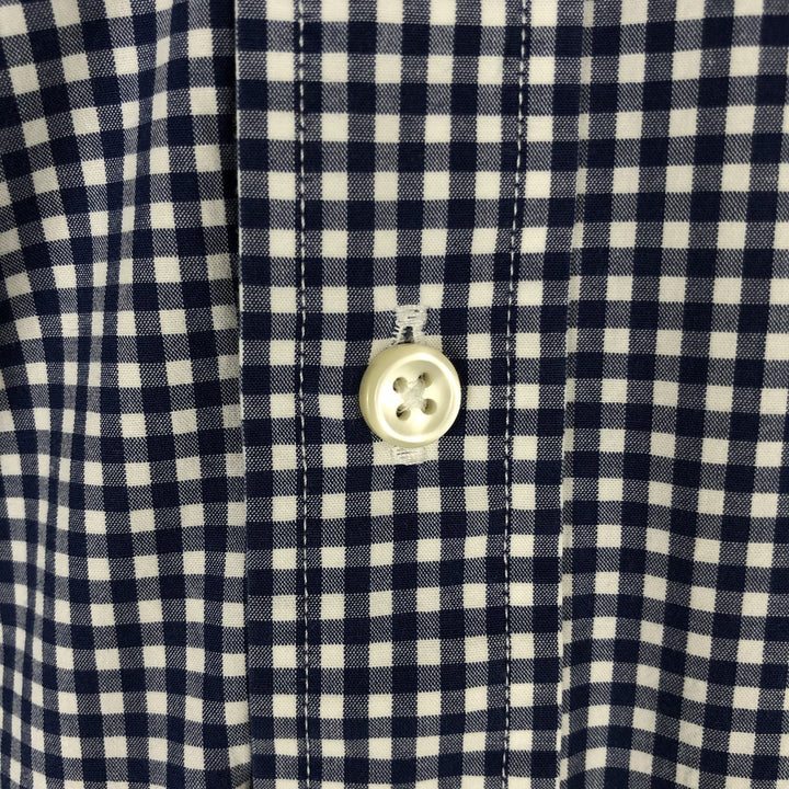 Ralph Lauren Classic Fit Gingham Check Long Sleeve Button-Down Check Shirt, Men's Size L cotton navy blue type Vintage Second Hand