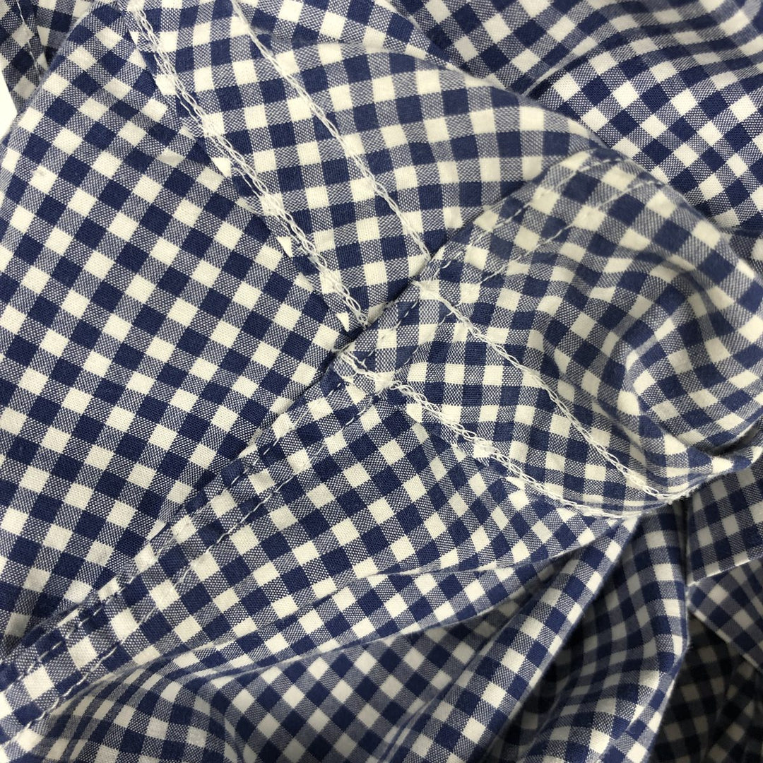 Ralph Lauren Classic Fit Gingham Check Long Sleeve Button-Down Check Shirt, Men's Size L cotton navy blue type Vintage Second Hand