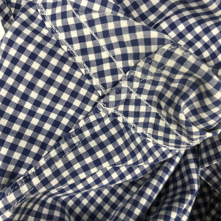 Ralph Lauren Classic Fit Gingham Check Long Sleeve Button-Down Check Shirt, Men's Size L cotton navy blue type Vintage Second Hand