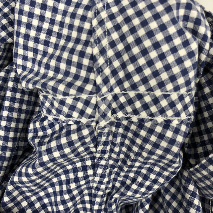 Ralph Lauren Classic Fit Gingham Check Long Sleeve Button-Down Check Shirt, Men's Size L cotton navy blue type Vintage Second Hand