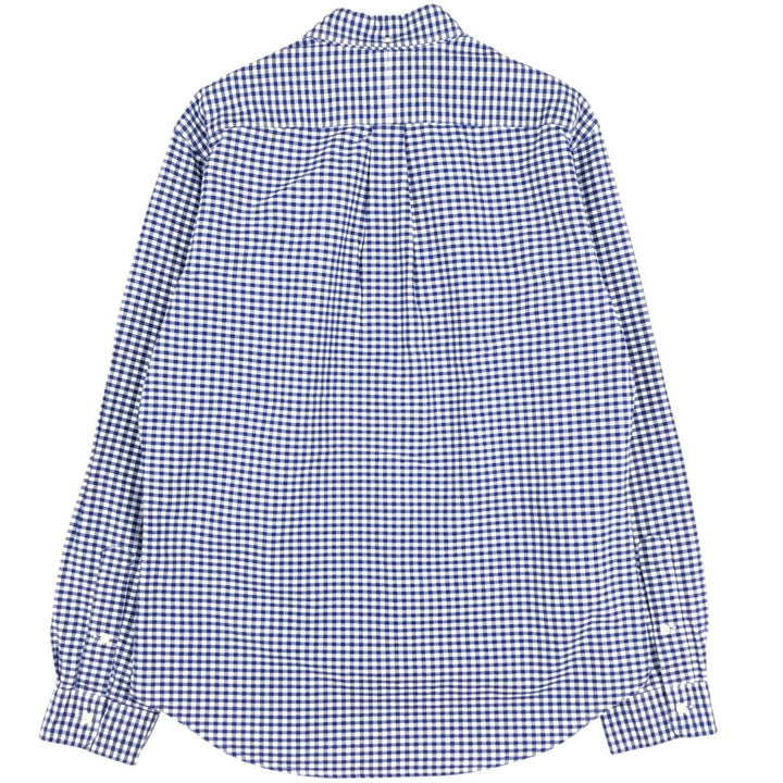 Ralph Lauren SLIM FIT gingham check long-sleeve button-down shirt, men's size L (approx.) cotton blue type Vintage Second Hand