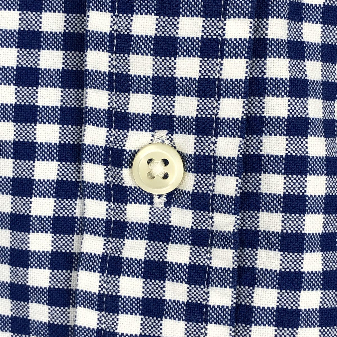 Ralph Lauren SLIM FIT gingham check long-sleeve button-down shirt, men's size L (approx.) cotton blue type Vintage Second Hand