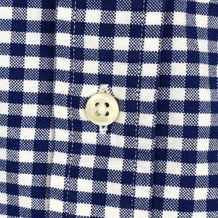 Ralph Lauren SLIM FIT gingham check long-sleeve button-down shirt, men's size L (approx.) cotton blue type Vintage Second Hand