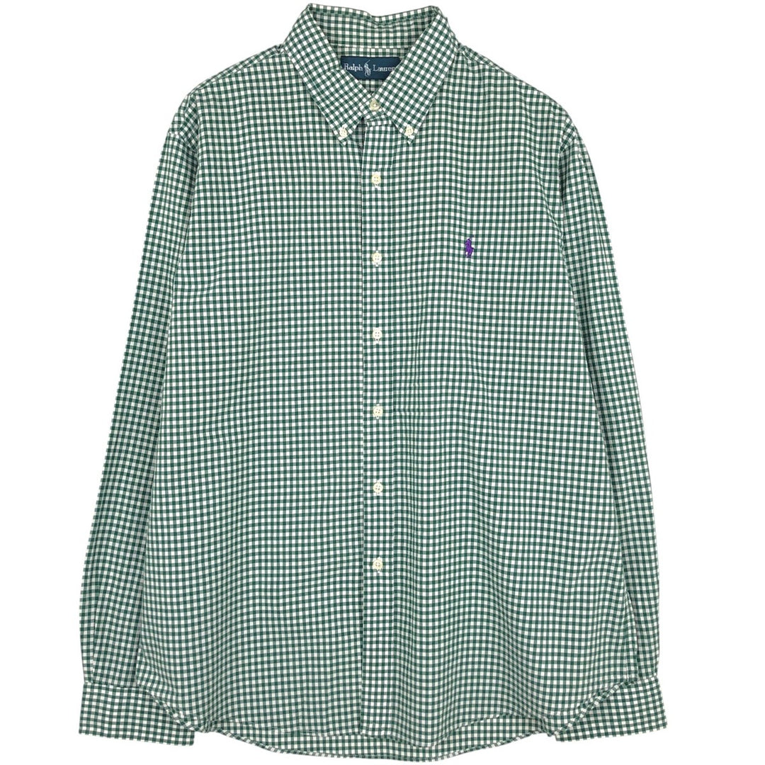 Ralph Lauren Gingham Check Long Sleeve Button-Down Check Shirt Men's XL cotton green type Vintage Second Hand
