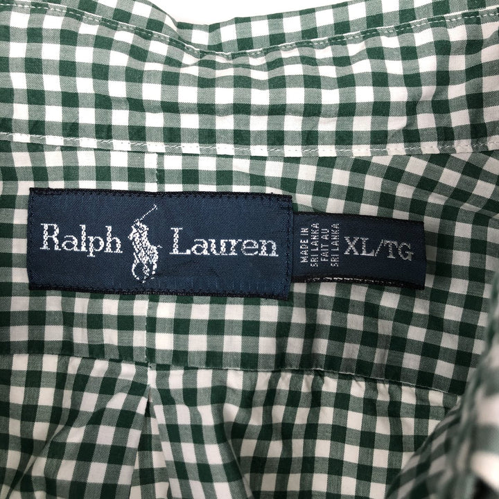 Ralph Lauren Gingham Check Long Sleeve Button-Down Check Shirt Men's XL cotton green type Vintage Second Hand