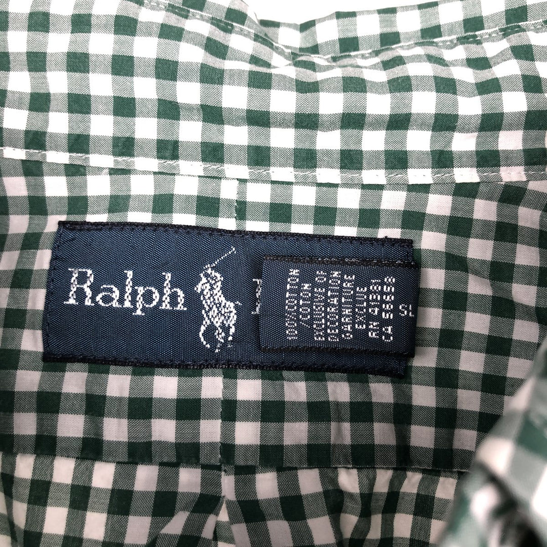 Ralph Lauren Gingham Check Long Sleeve Button-Down Check Shirt Men's XL cotton green type Vintage Second Hand