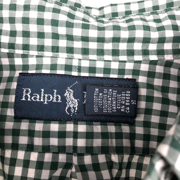 Ralph Lauren Gingham Check Long Sleeve Button-Down Check Shirt Men's XL cotton green type Vintage Second Hand